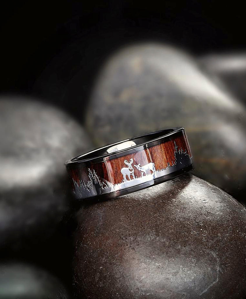 Wooden Ring, Couple Rings, Tungsten Carbide Ring, Mens Ring, Mens Wedding  Band, Wood Wedding Band, Wood Ring for Men, Wedding Band set