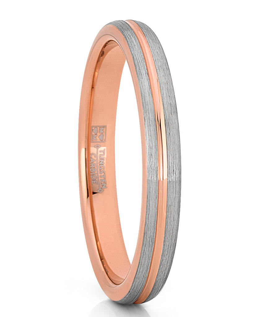 Men's Women's Rose Goldtone Tungsten Wedding Band Engagement Ring 3mm