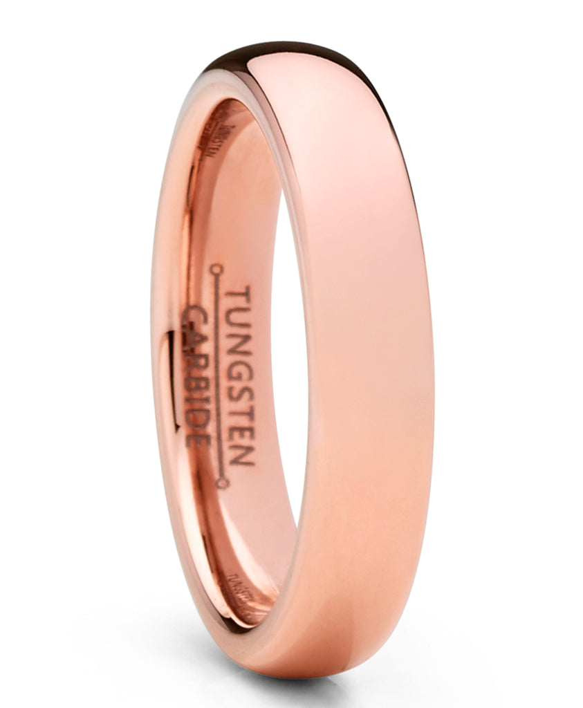 14K Solid Rose Gold 4mm Comfort Fit Men's and Women's Wedding Band Ring