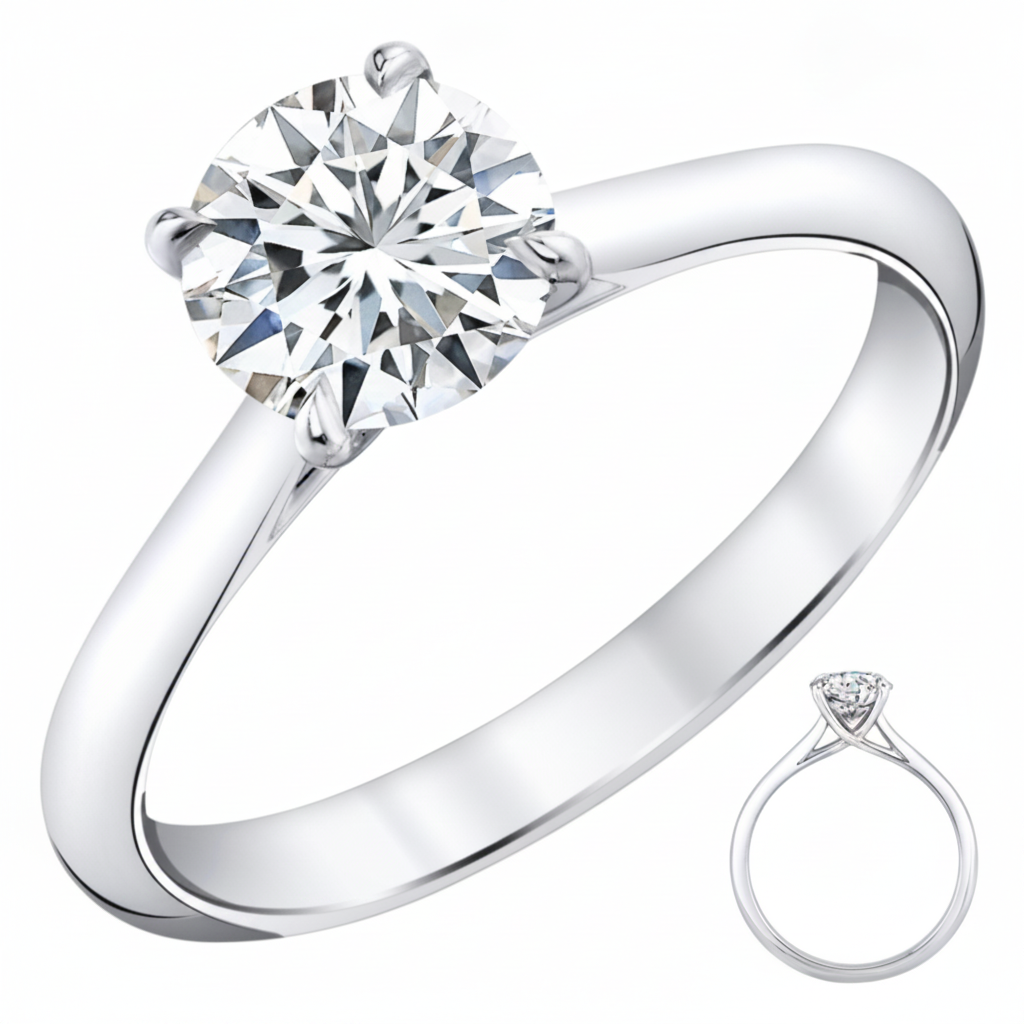 1Ct. Lab Grown Diamond Solitaire Cathedral 14K White Gold Women's Engagement Wedding Ring IGI Certified