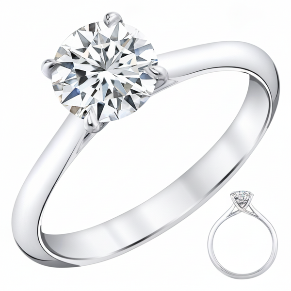 1Ct. Lab Grown Diamond Solitaire Cathedral 14K White Gold Women's Engagement Wedding Ring IGI Certified