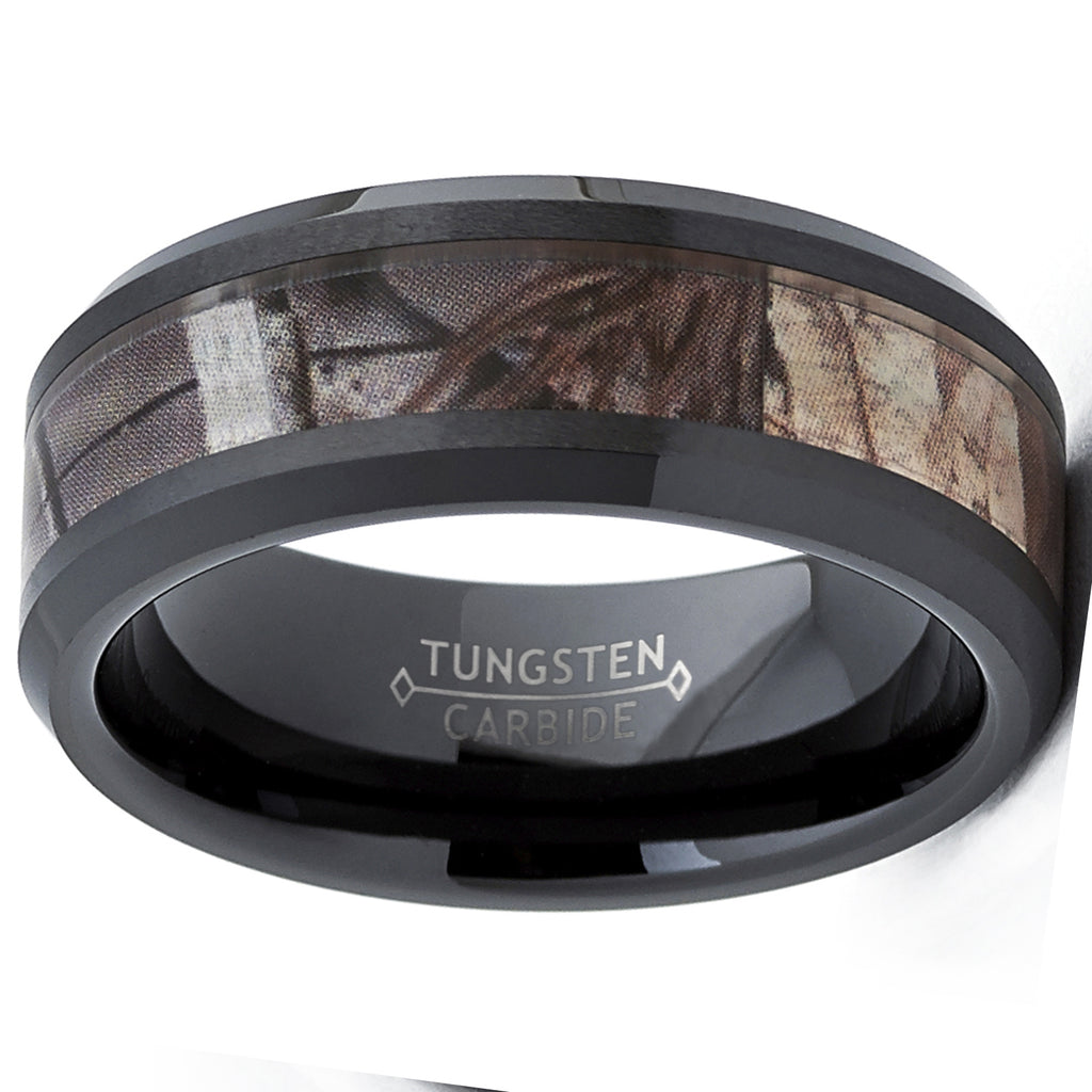 Metal Masters Men's Black Tungsten Ring With Camouflage Inlay - 8mm Comfort Fit Band