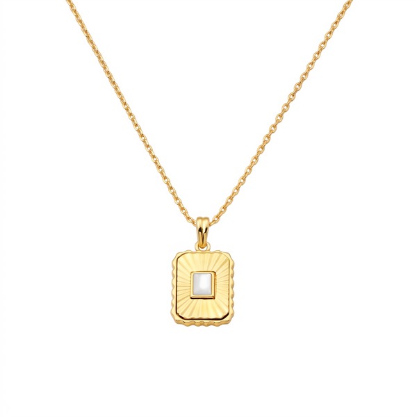 Metal Masters 14K Gold Plated Layering Necklace for Women, Mini Dog Tag Pendant with Adjustable 16 to 18 Inch Chain