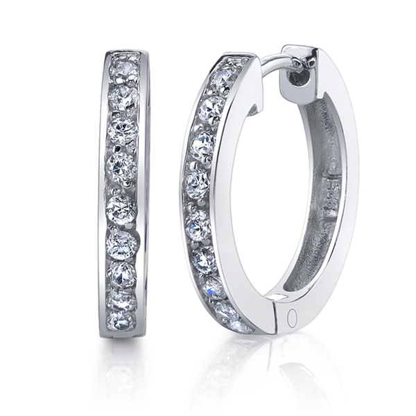 3MM Sterling Silver 925 Huggie Hoop Earrings Ear Huggers Cubic Zirconia