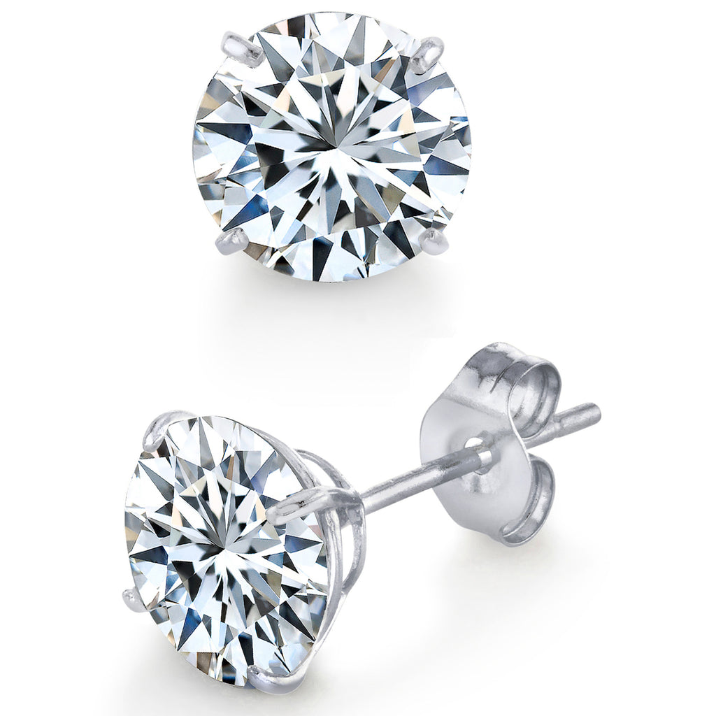 Metal Masters Round Brilliant-cut Moissanite Stud Earrings 18K White Gold over Silver Butterfly Pushback