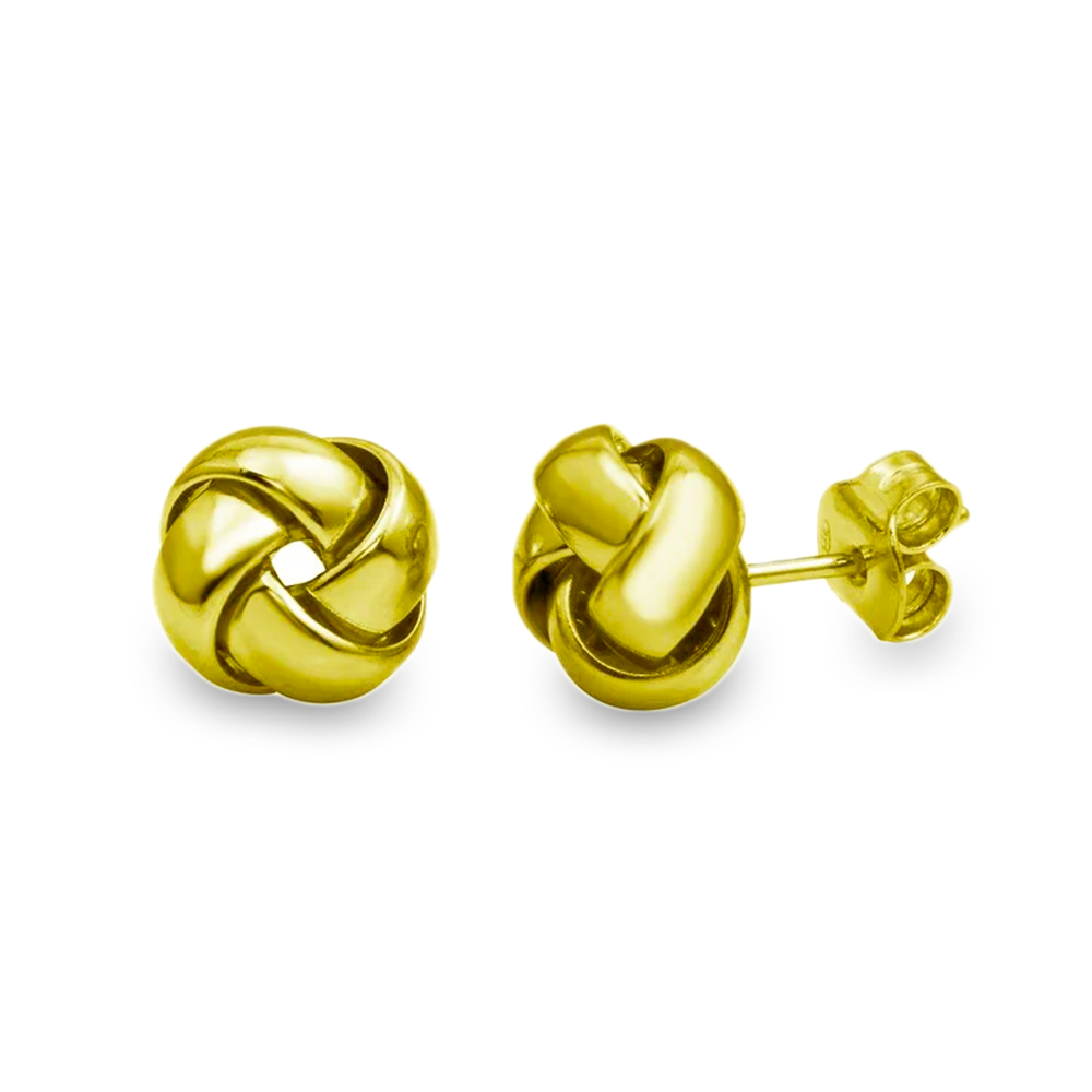 14K Gold Plated Love Knot Stud Earrings 925 Sterling Silver Pushback Butterfly