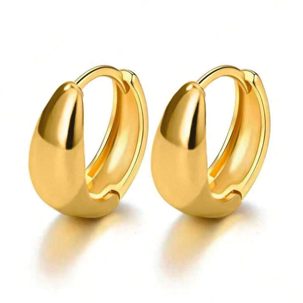 14K Gold Plated Teardrop Huggie Hoop Earrings 6mm Dainty Hinge Clasp Mini Hoops