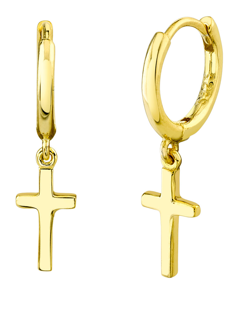 925 Sterling Silver Cross Earrings Goldtone Dangle Hoop Huggie