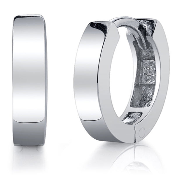 925 Sterling Silver Solid Hoop Earrings 4MM Unisex