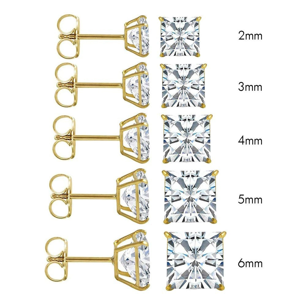 14K Gold Stud Earrings Princess Butterfly Cubic Zirconia CZ – Metal ...