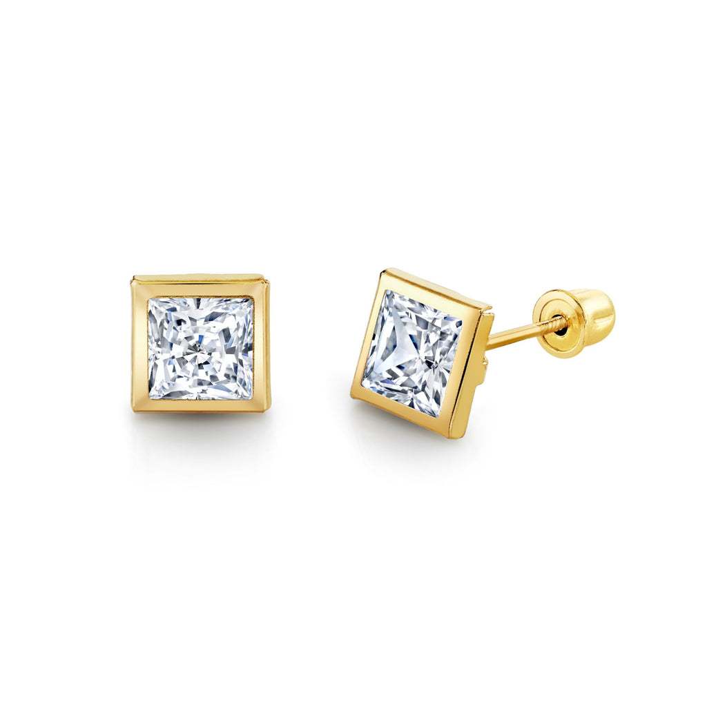 www. - 6 Sizes (3mm-9mm) Screw Back Studs Simple Clear CZ Four  Prong Earrings Stainless