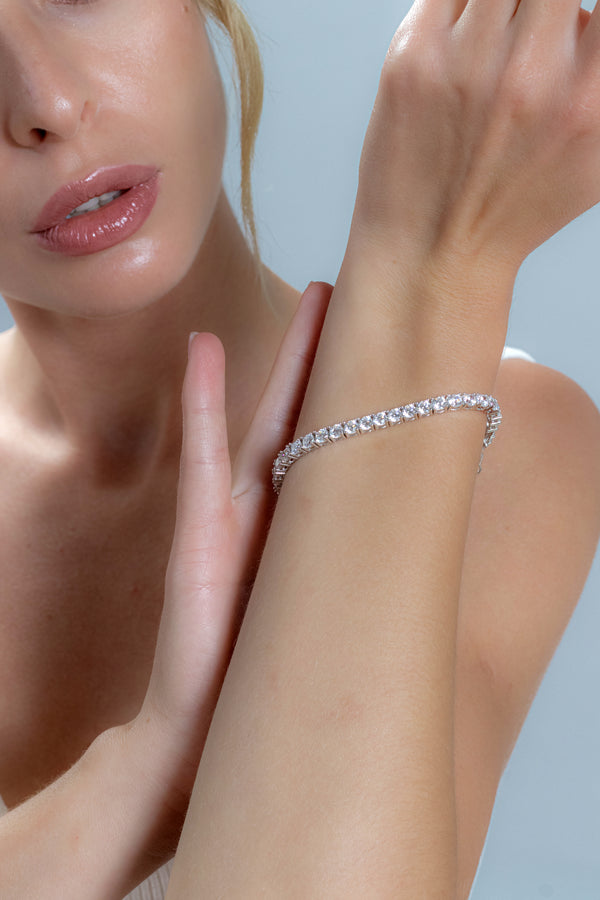 10Ct 925 Sterling Silver Eternity Tennis Bracelet CZ Clear 4MM 7.25"