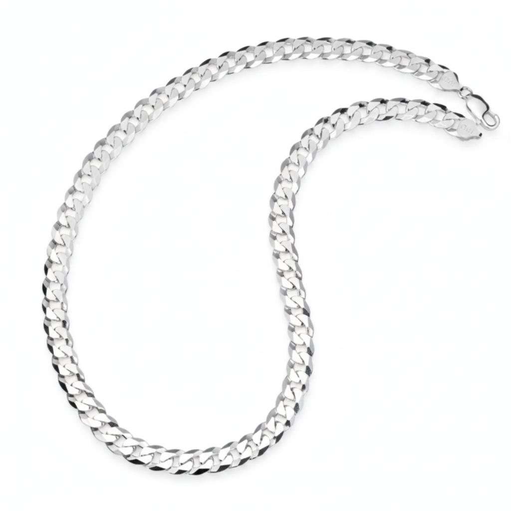 Men's 7MM Sterling Silver 925 Italian Curb Chain Necklace 20" 22" 24" 26" 28" 30"
