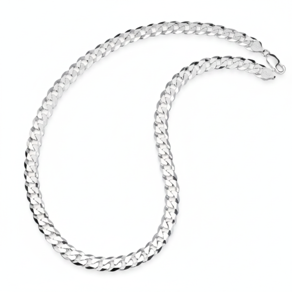 Men's 7MM Sterling Silver 925 Italian Curb Chain Necklace 20" 22" 24" 26" 28" 30"
