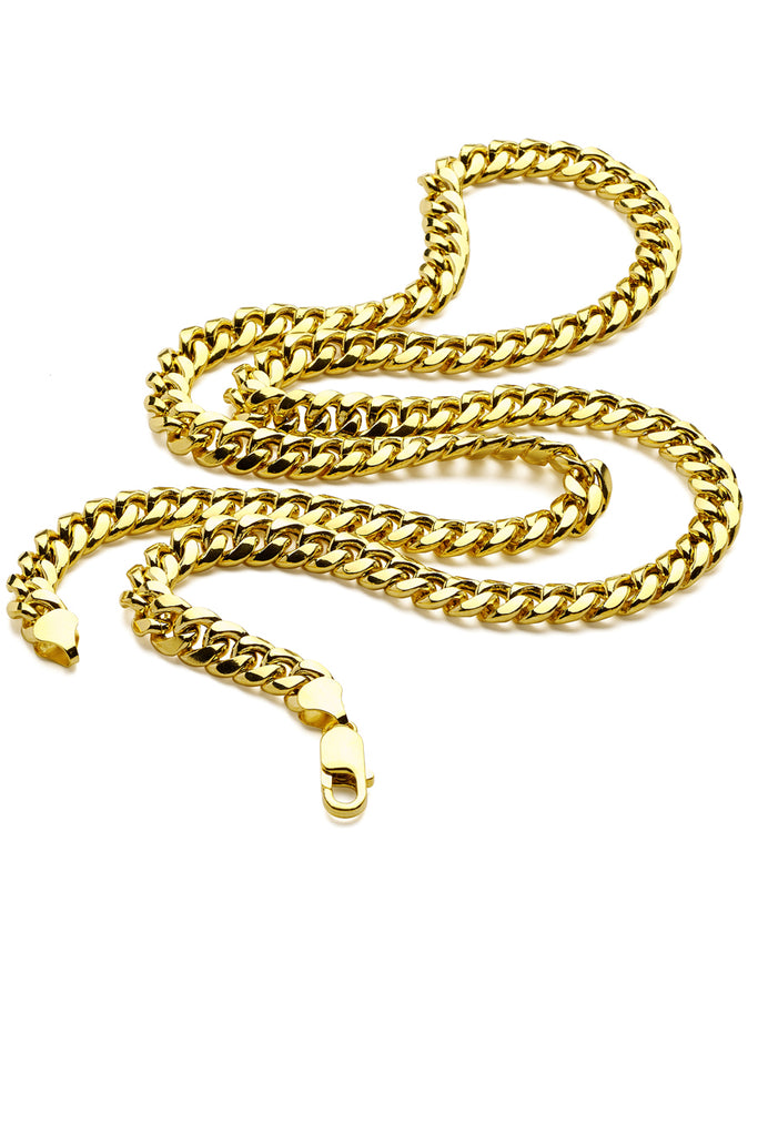 Men's 14K Gold Plated Sterling Silver 925 Italian Miami Cuban Curb Chain Necklace 4MM