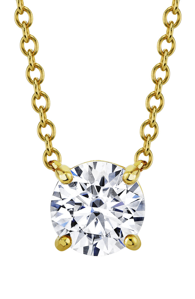 1.25 Carat 18K Gold Over 925 Sterling Silver Moissanite Solitare Pendant 17" Chain Necklace