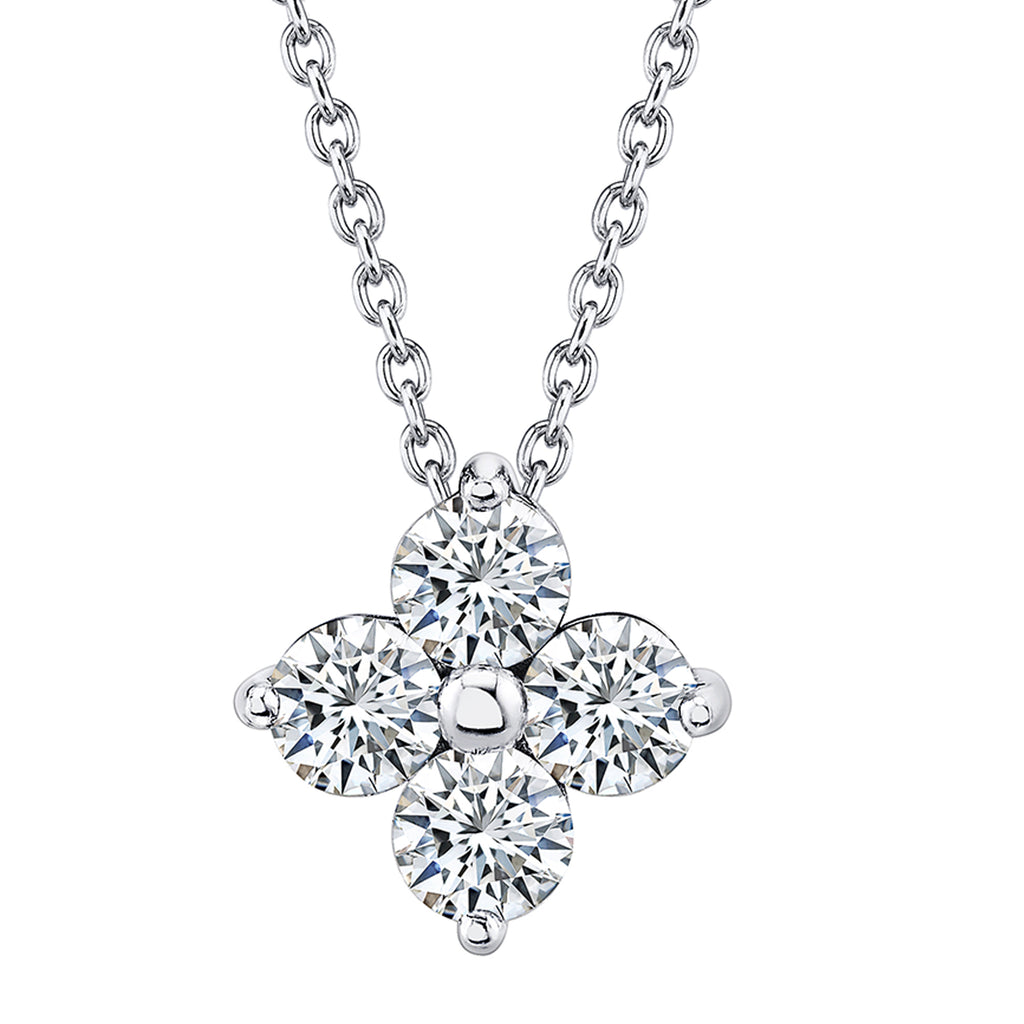 1Ct. Round-Cut Four Leaf Clover Moissanite Pendant 18K White Gold over Sterling Silver Necklace Chain