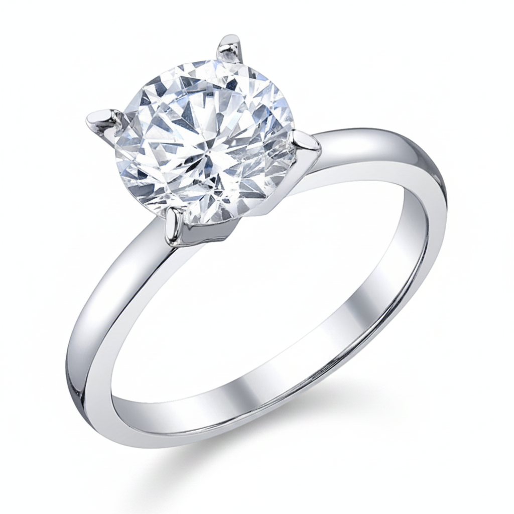 Women's 2Ct. Solitaire Round Brilliant Cubic Zirconia Sterling Silver 925 Wedding Engagement Ring