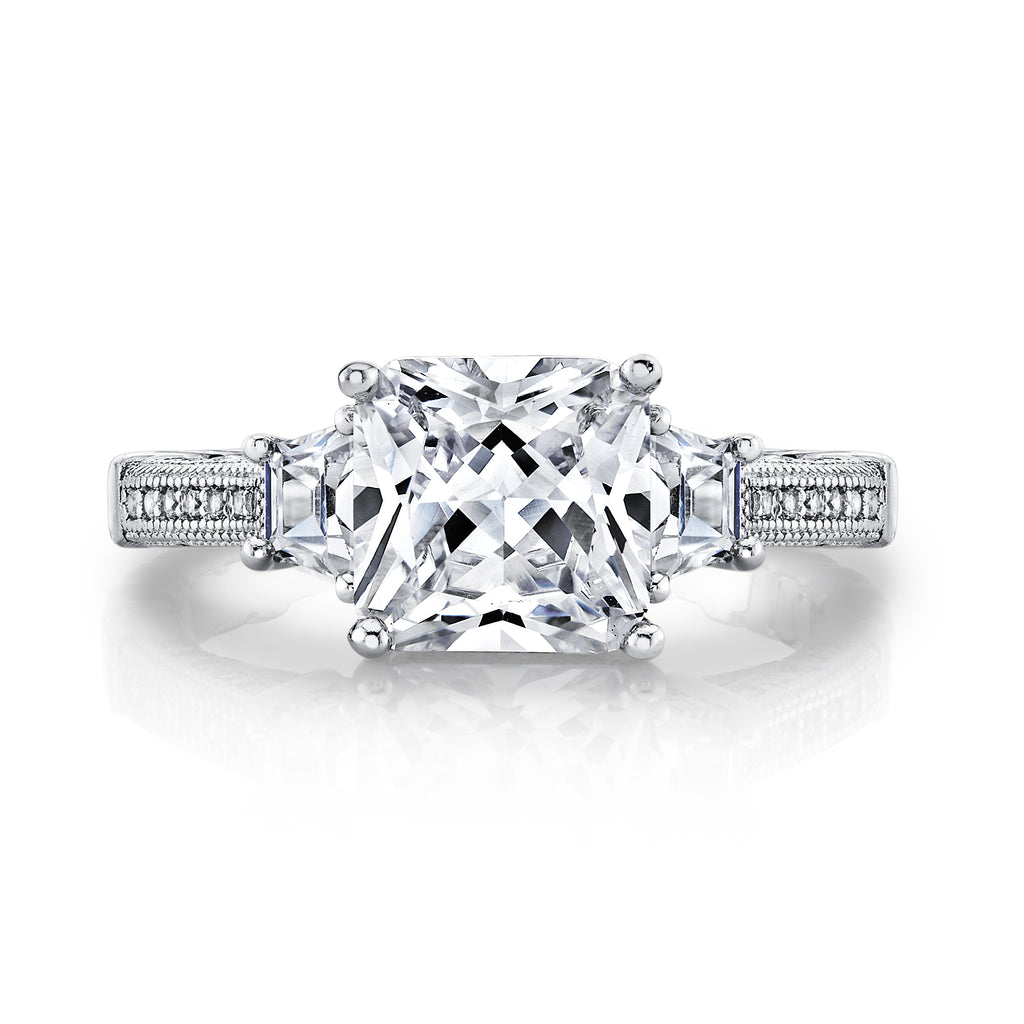 Women's Sterling Silver 925 Vintage 3ct Princess-cut Cubic Zirconia Wedding Engagement Ring Band