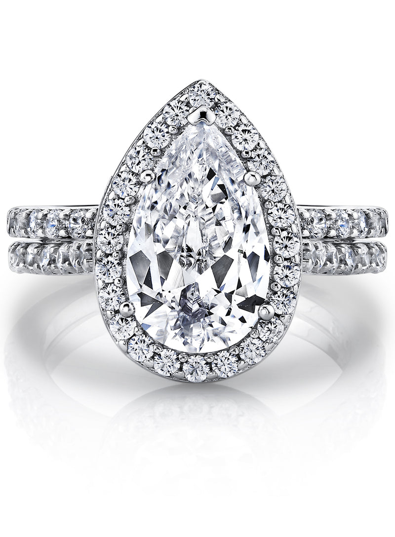 3CT Teardrop Pear Shape Solitaire AAA CZ Engagement Ring