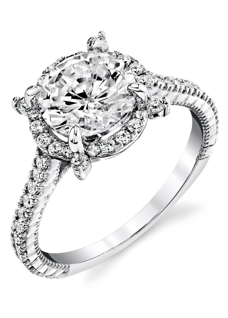 Women's Sterling Silver 925 Engagement Ring Wedding Band 2 Carat Round Cubic Zirconia 5-9