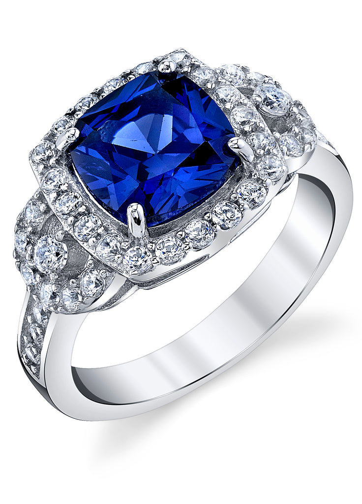 Women's Sterling Silver 925 Engagement Right Hand Ring 1.5 Ct Cushion Simulated Tanzanite 5-52 8MM