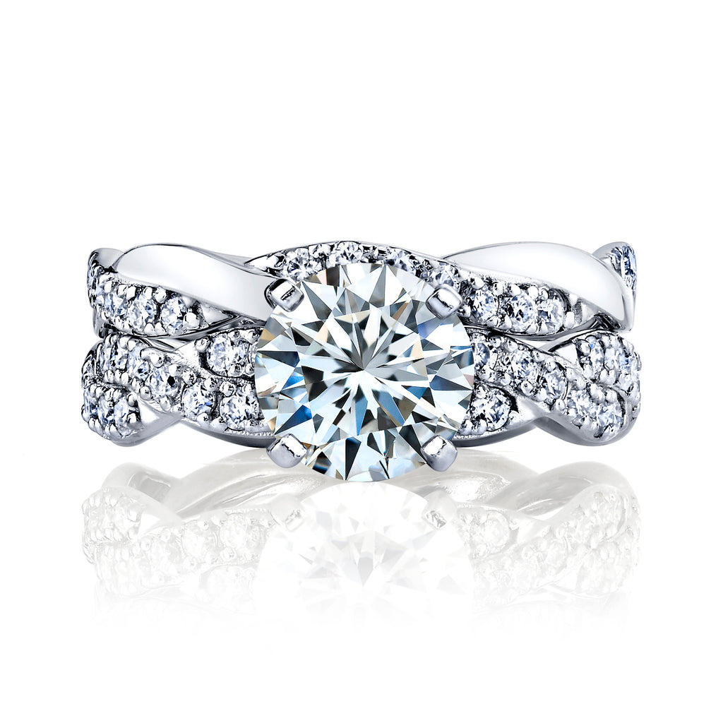 2.5Ct Round Moissanite 18K White Gold Over Silver Eternity Infinity Twist Bridal Set Wedding Engagement Ring