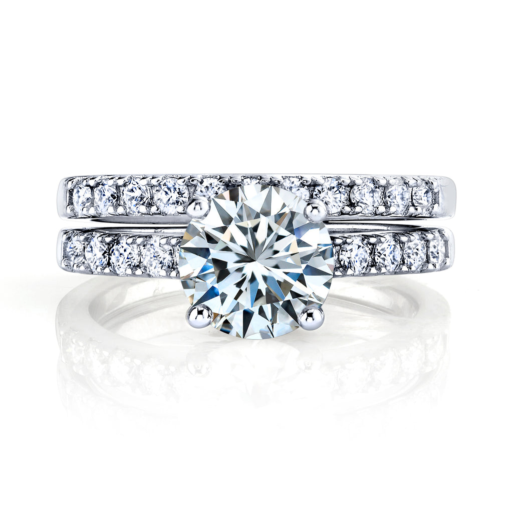 2.25Ct Round Moissanite 18K White Gold Over Silver Under Halo Bridal Set Wedding Engagement Ring Set