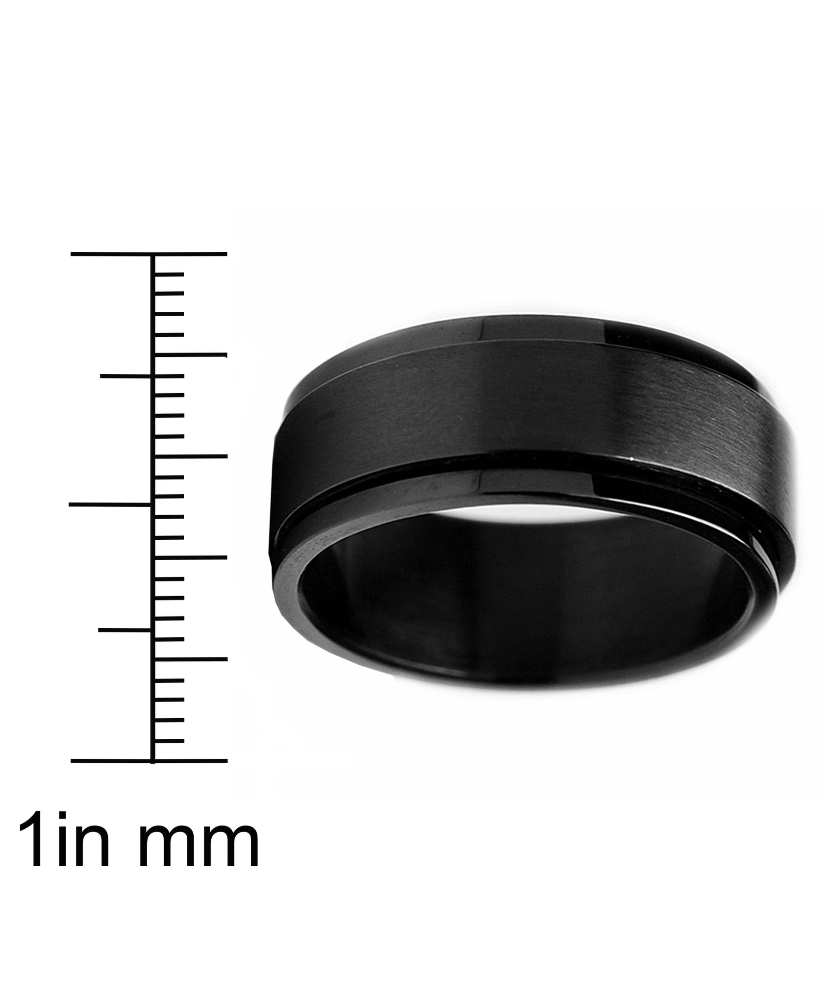 Metal Masters 8mm Black Stainless Steel Spinner Ring For Men - Anxiety Relief Fidget Band, No Gem