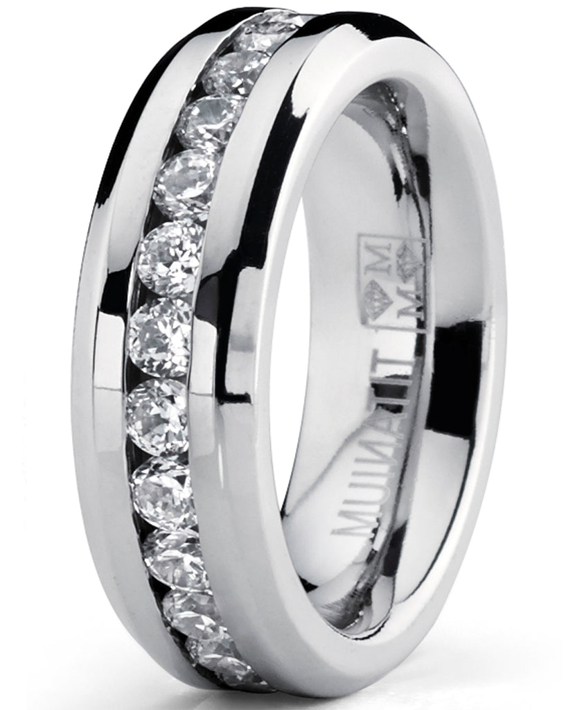 Women's Eternity Titanium Ring 2.4 Carats Cubic Zirconia Wedding CZ 6M ...