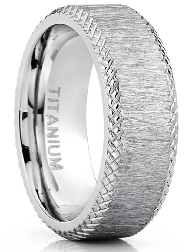 Men's Titanium Wedding Band Hairline Ground Brushed Finish Comfort-Fit 8MM