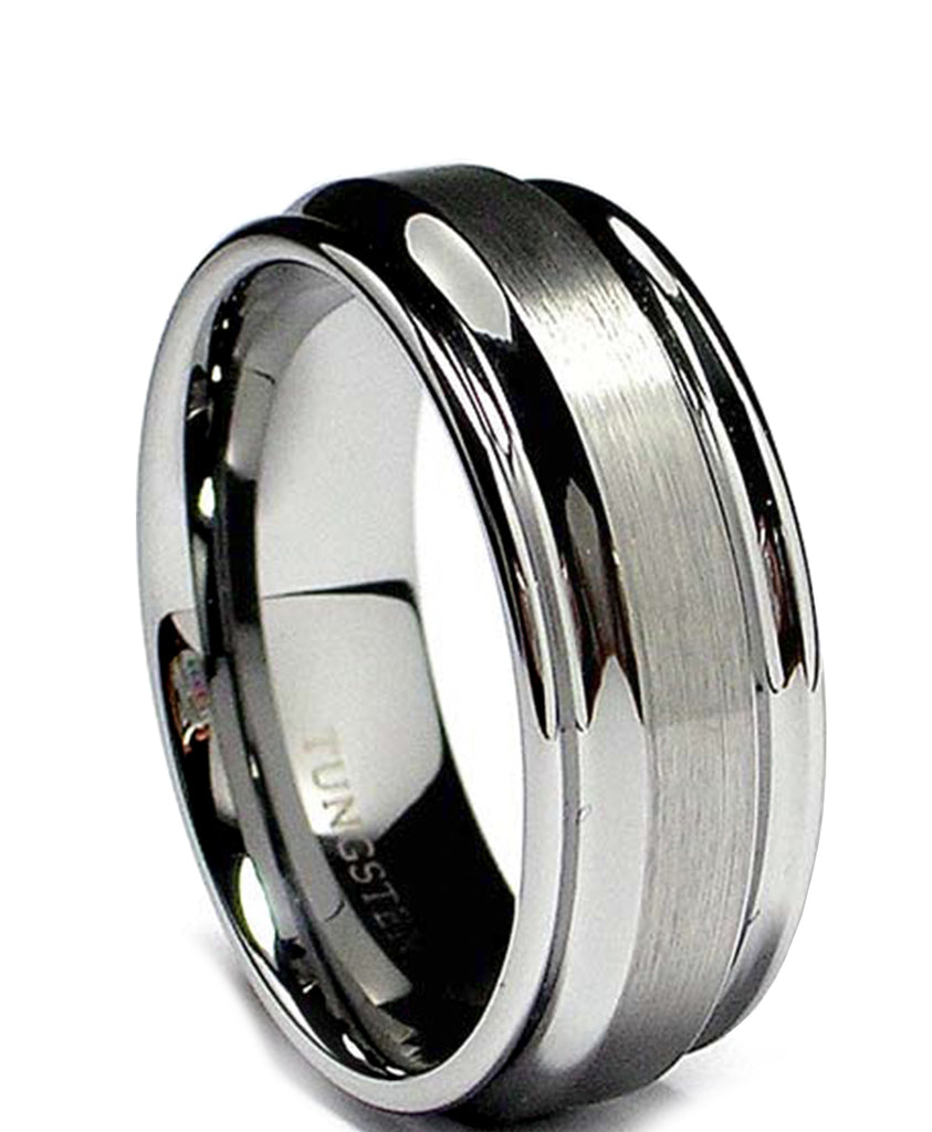 8MM High Polish / Matte Finish Men's Tungsten Ring Wedding Band Sizes 7 to 12