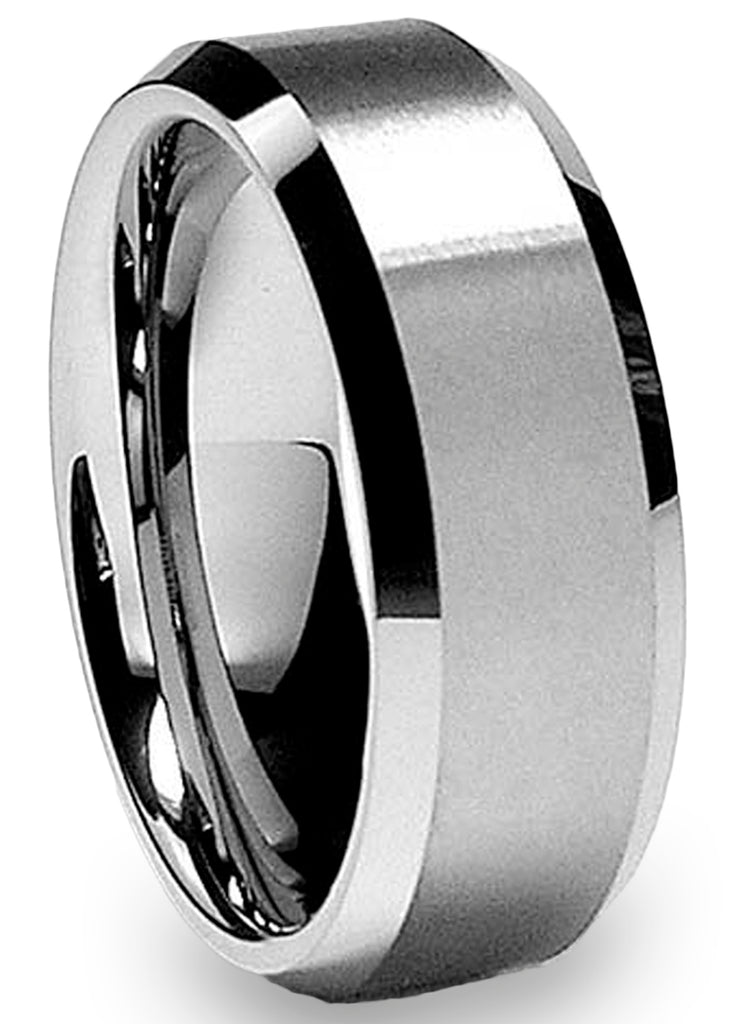 8MM High Polish / Matte Finish Men's Tungsten Ring Wedding Band Sizes 6 to 15