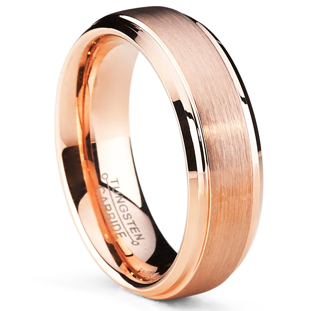6mm Rose Plated Tungsten Carbide Wedding Band Ring Men's Band comfort fit