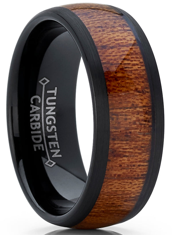 Men's Genuine Rose Wood Tungsten Ring Band Wedding Engagement Inlay 8MM