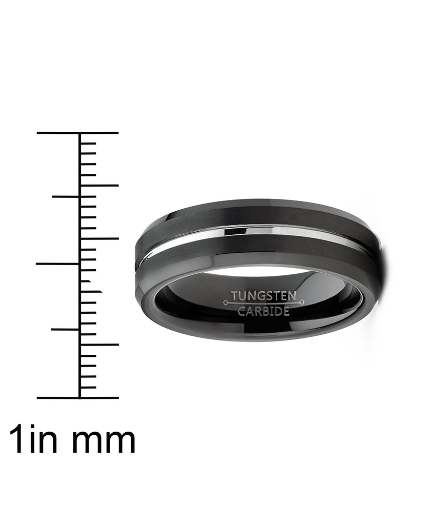 Men's Black And Silver Wedding Ring, Red Striped Wedding Ring, Mens Wedding Band, Mens Engagement Ring, Mens Anniversary Ring, Two Tone Ring