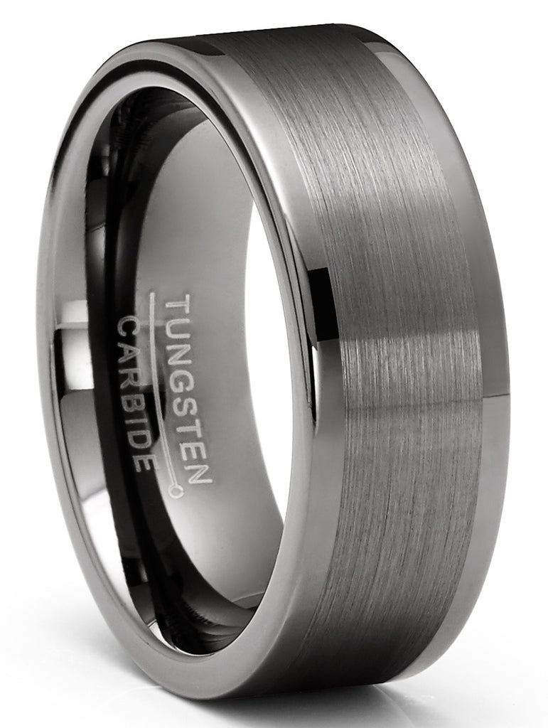 8 Mm Mens Wedding Bands, Carbon Fiber In Tungsten - N555C - Foto 4