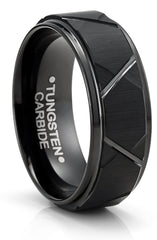 Black Multi-faceted Tungsten Ring, Domed Wedding Ring for Men, Mens Wedding Band, order Black Mens Ring, Gift for Him, Tungsten Carbide 8mm Ring