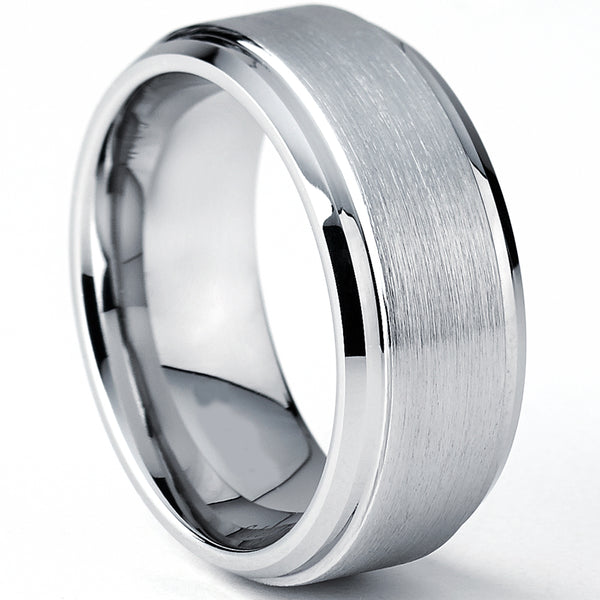 9MM Cobalt Brushed Chrome Beveled Edge Ring