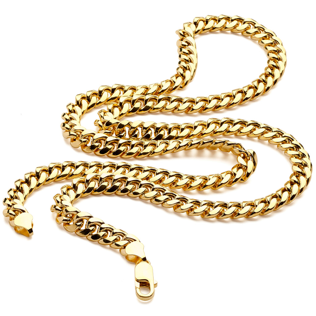 14K Yellow Gold REAL Light Miami Cuban Curb Link Chain Necklace/ Bracelet 7.5MM