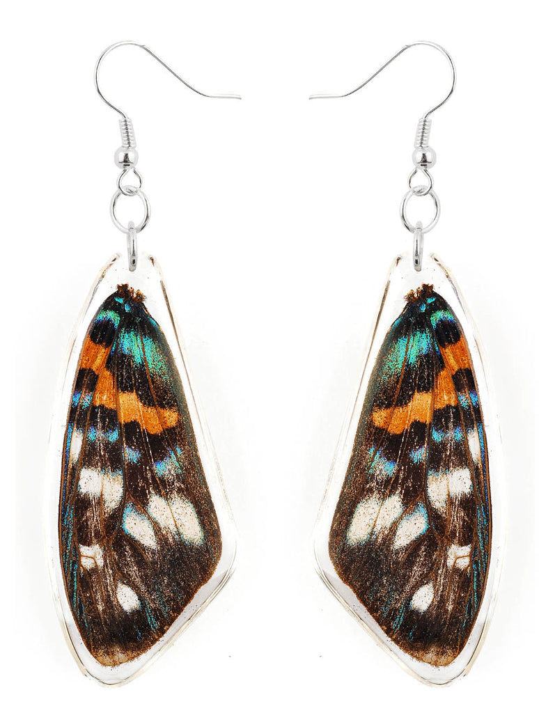 Handmade Sterling Silver Real Butterfly Wings Dangle Earrings