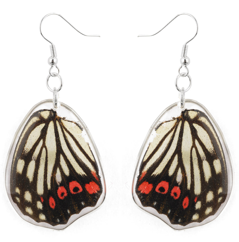 Handmade Sterling Silver Real Red Ring Skirt Butterfly Wings Dangle Earrings
