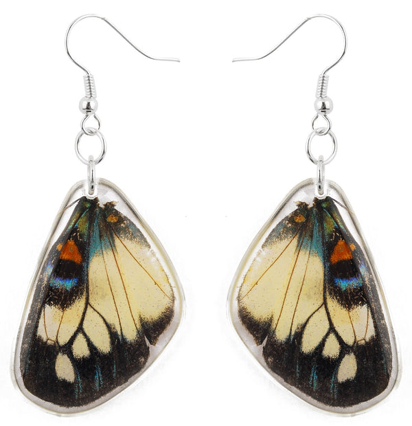 Handmade Sterling Silver Real Butterfly Wings Dangle Earrings