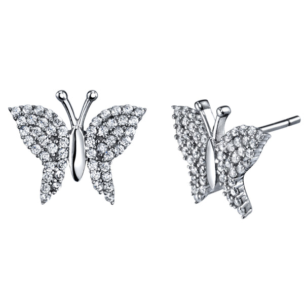 Women's Sterling Silver 925 Cubic Zirconia Butterfly Fashion Earrings