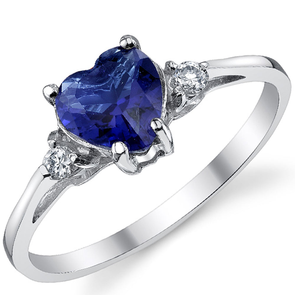 Sterling Silver 925 Blue Simulated Sapphire Cubic Zirconia Love Engagement Ring