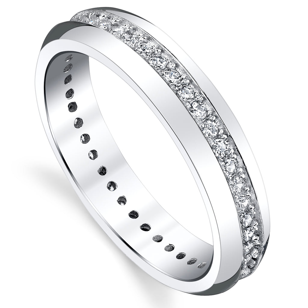 4mm Sterling Silver 925 Women's Eternity Ring Engagement Wedding