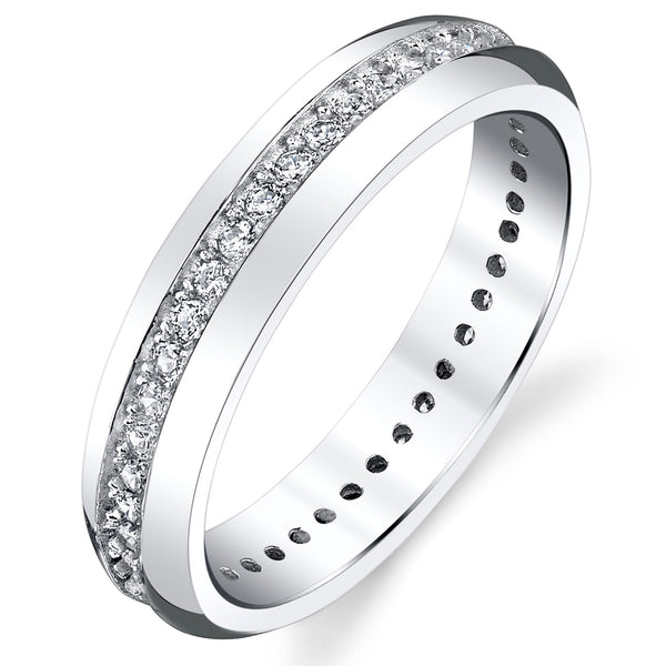 4mm Sterling Silver 925 Women's Eternity Ring Engagement Wedding Band With Round Cut Cubic Zirconia