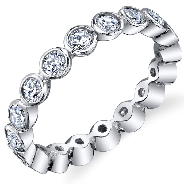 Women's Sterling Silver 925 Bezel Set Eternity Ring Engagement Wedding Cubic Zirconia