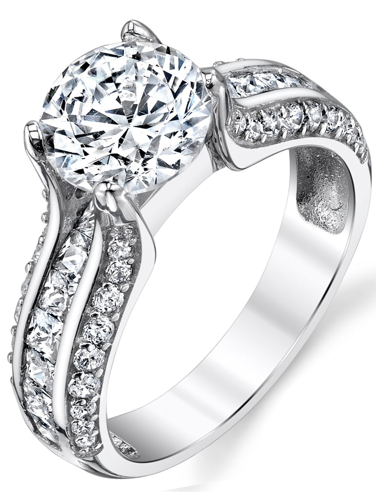 Women's Sterling Silver 2 Carat Round Brilliant Cut Cubic Zirconia Wedding Engagement Ring Band