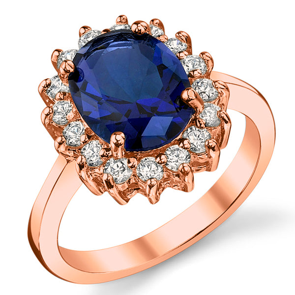 Women's Rose Gold Tone Over Sterling Silver Kate Middleton's Engagement Ring Simulated Sapphire Cubic Zirconia